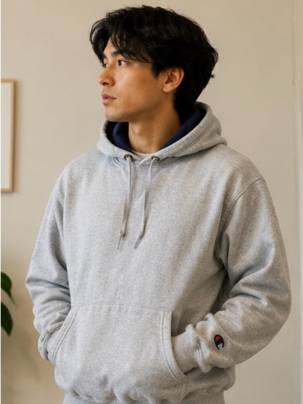 Champion Gray Pullover Hoodie Men’s Small Reverse Weave Style